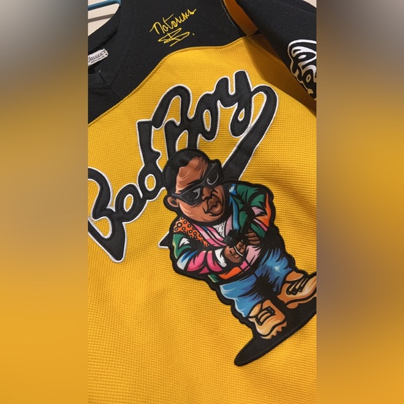 BAD BOY BIGGIE SMALLS YOUTH HOCKEY JERSEY YELLOW - Picture 4 of 6